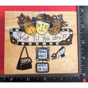 Shop Til You Drop Cat-Themed rubber stamp by Alma Lynne & inkadinkado